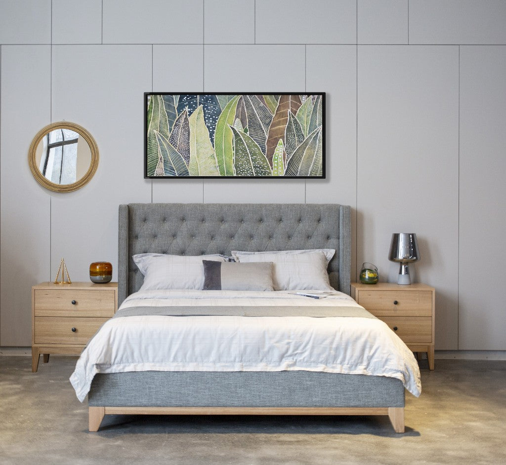 Marlowe Buttoned Wing Queen Bed - Storm
