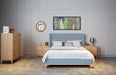 Marlowe Buttoned Wing Queen Bed - Light Grey