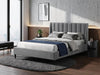 Elsa Channelled Wing Double Bed - Grey