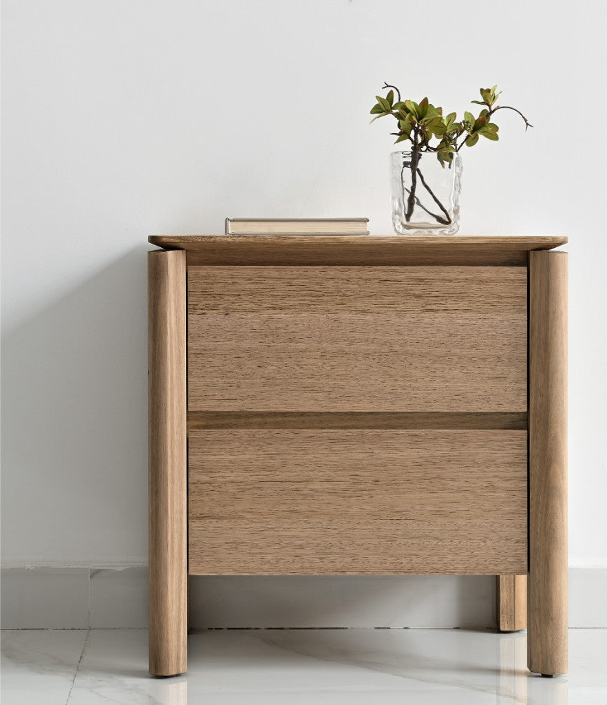 Lunara 2 Drawer Bedside Table - Light Smoke