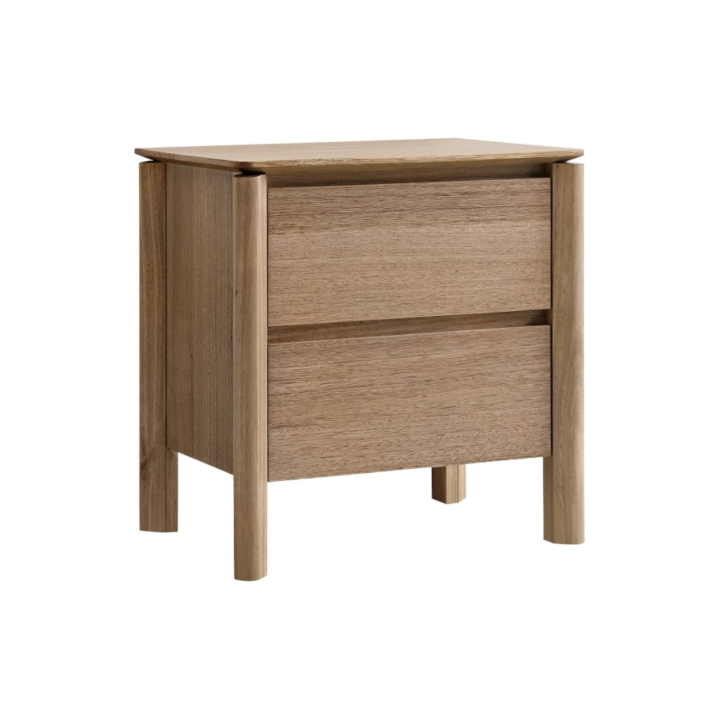 Lunara 2 Drawer Bedside Table - Light Smoke