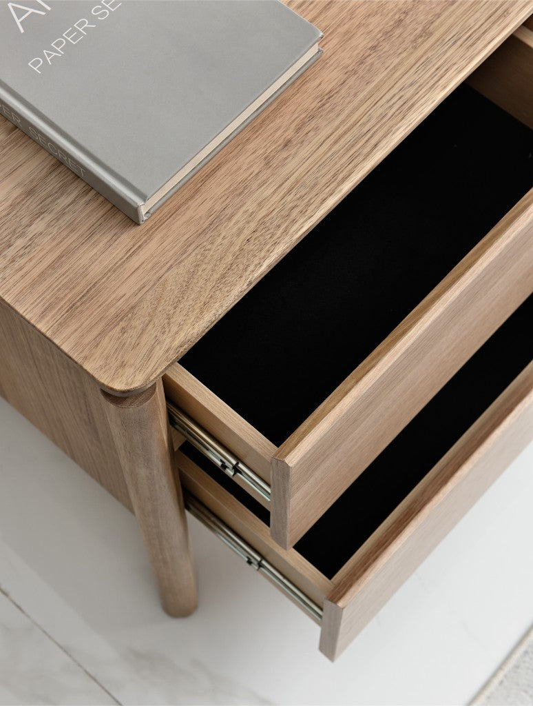 Lunara 2 Drawer Bedside Table - Light Smoke