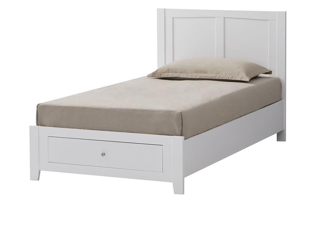 Selby King Single Bed with Drawer - White