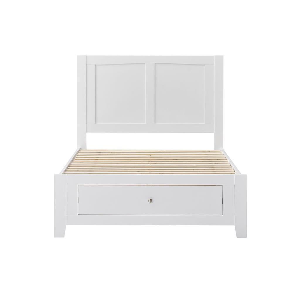Selby King Single Bed with Drawer - White