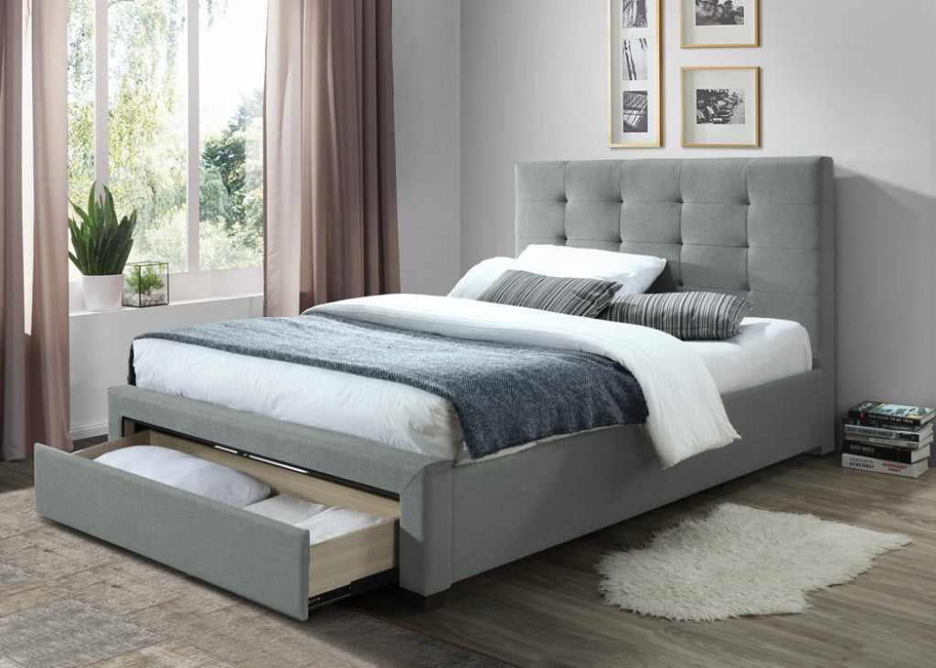 Hayden King Single Bed with Drawer - Grey