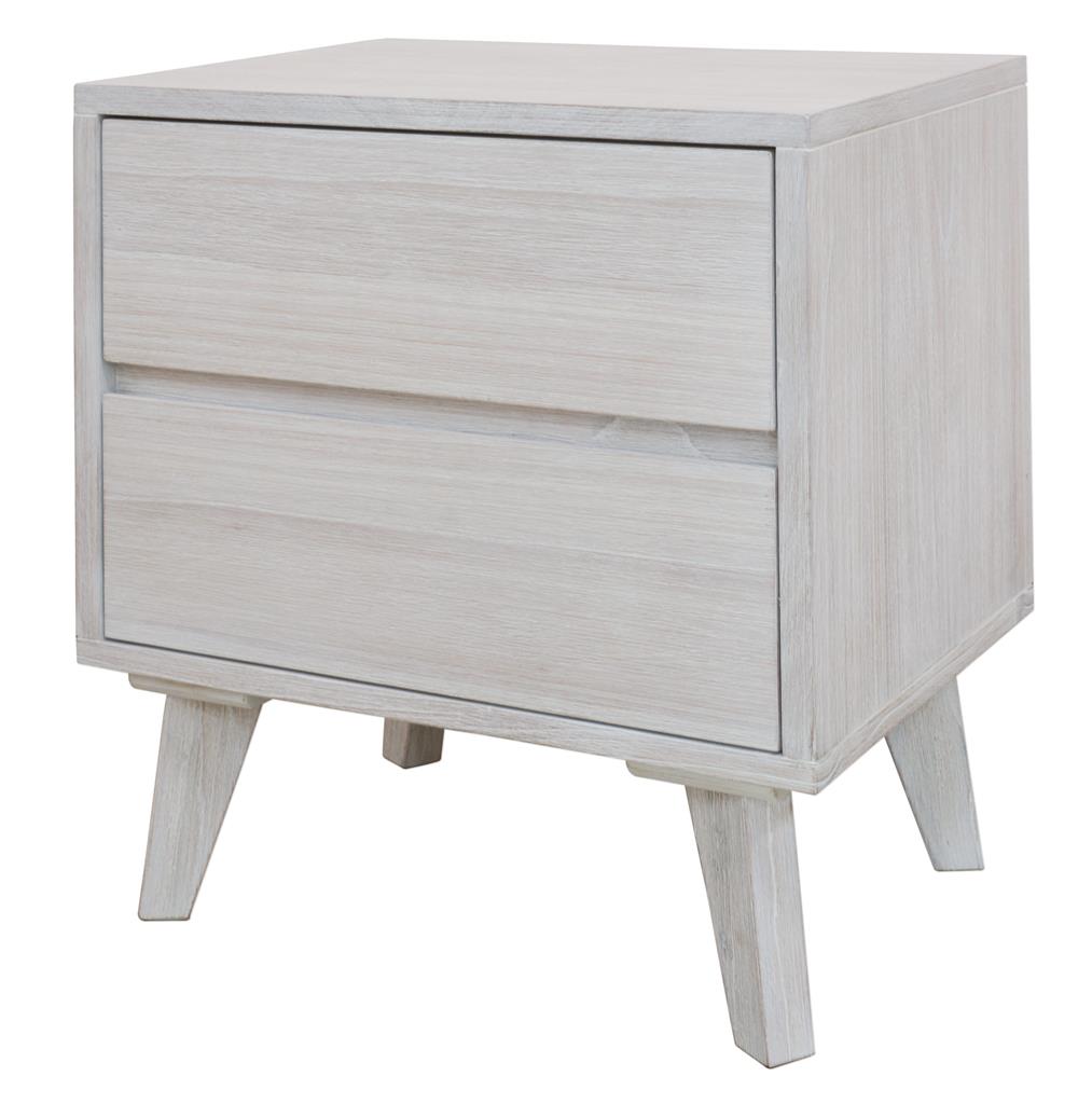 Paloma 2 Drawer Bedside Table - Brushed White