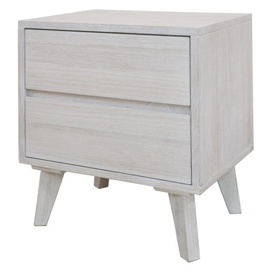 Paloma 2 Drawer Bedside Table - Brushed White