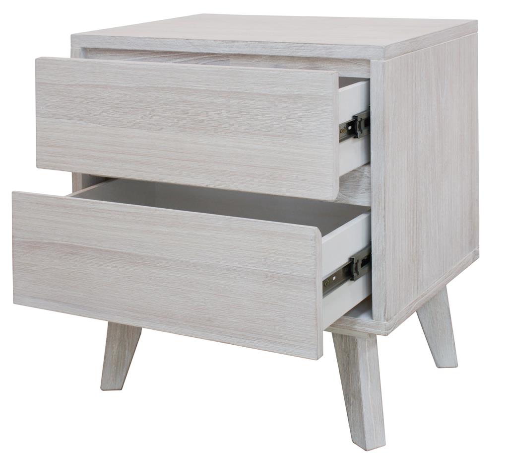 Paloma 2 Drawer Bedside Table - Brushed White