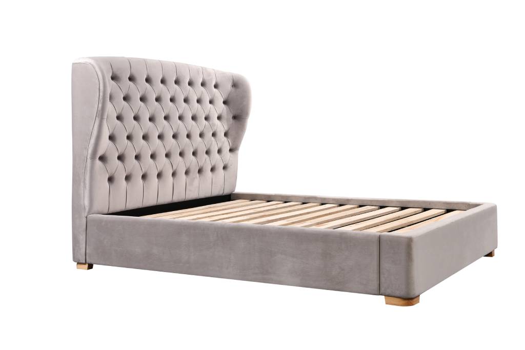 Aurora Winged Velvet Double Bed