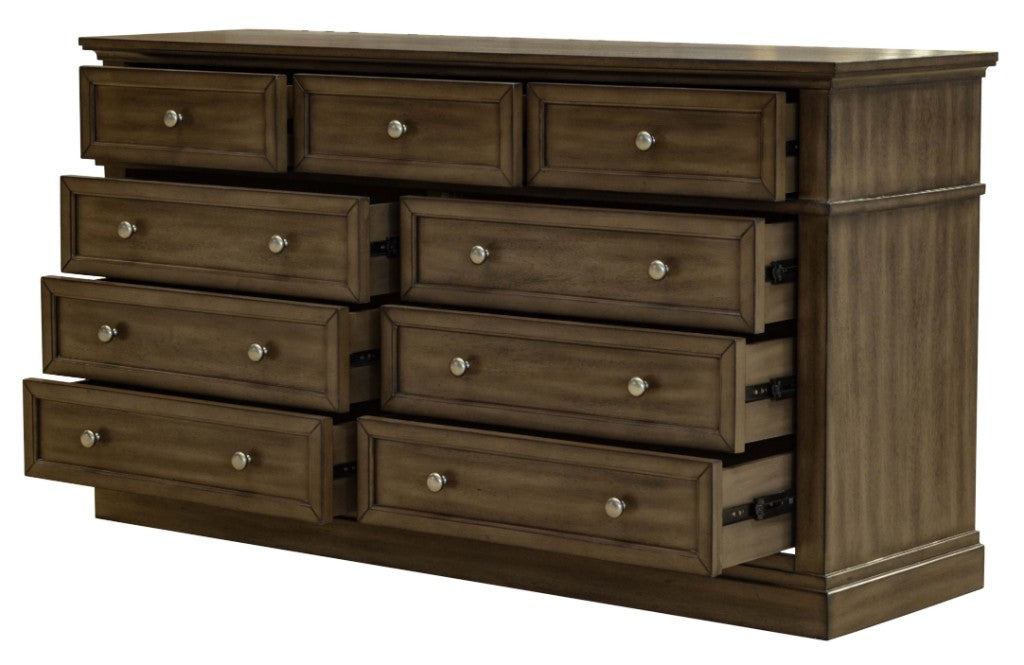 Bendigo 9 Drawer Dresser - Smoked Wood