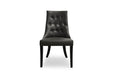 Adair Button Tufted Leather Dining Chair - Black