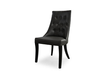 Adair Button Tufted Leather Dining Chair - Black