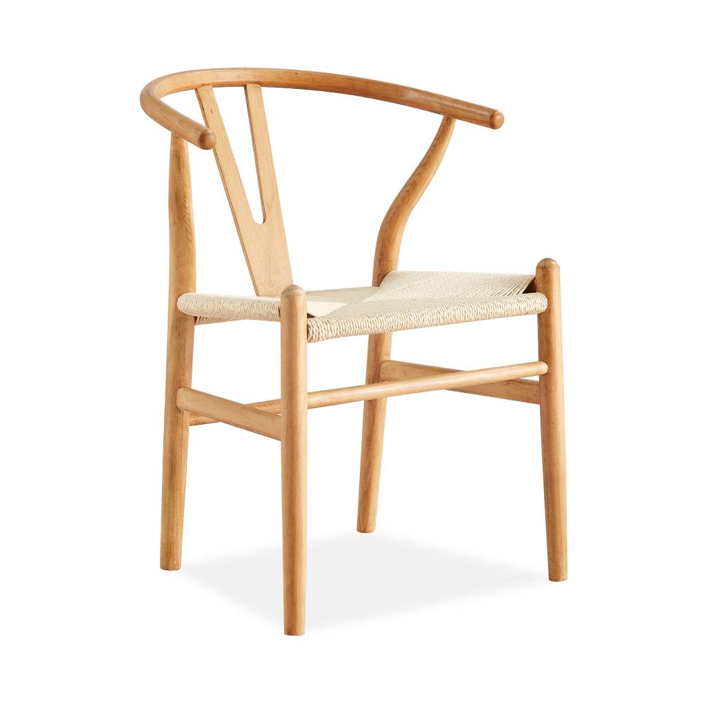 Arden Wishbone Dining Chair with Woven Seat - Natural