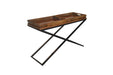 Trellis Cross Leg Console Table with 2 Trays - Nutmeg