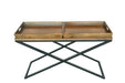 Trellis Cross Leg Console Table with 2 Trays - Nutmeg