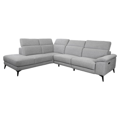 Avella Fabric Corner Lounge with Left Chaise & Electric Recliner - Ash