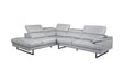 Harlow Leather 2.5 Seater Sofa with Left Chaise - Silver Grey