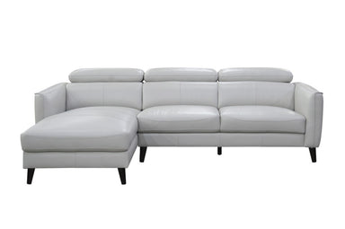 Verona Leather 2 Seater with Left Chaise - Silver Grey