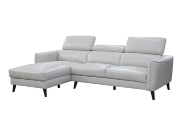 Verona Leather 2 Seater with Left Chaise - Silver Grey