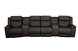 Odeon Leather 4 Seater Electric Home Theatre - Black