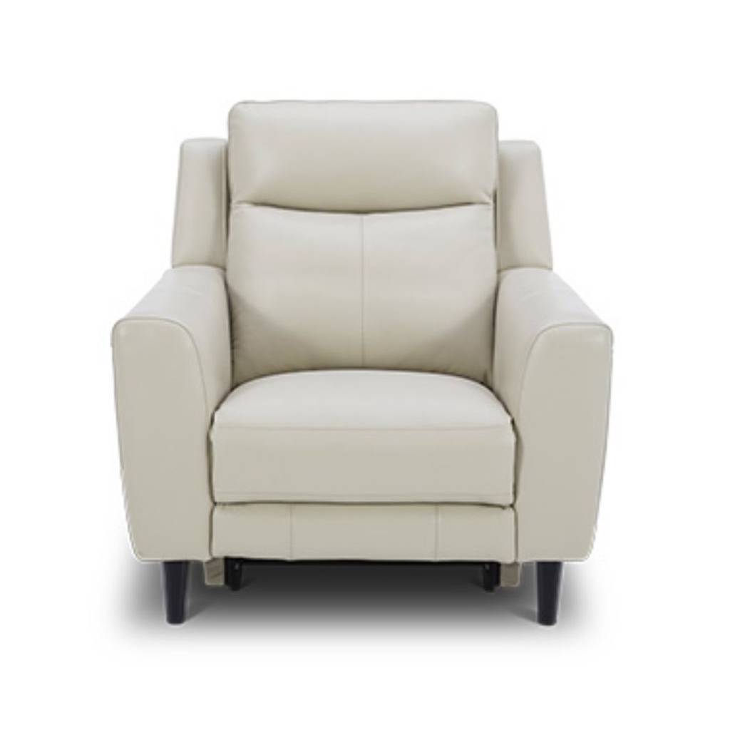 Newbury Leather Electric Recliner Chair - Beige