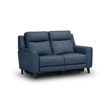 Newbury Leather 2 Seater Electric Recliner - Blue