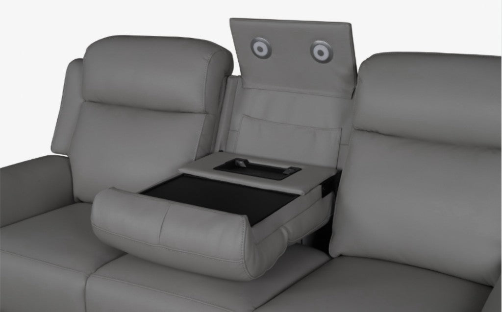 Northcote Leather 3 Seater Electric Recliner Sofa - Graphite