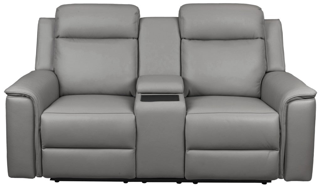 Northcote Leather 2 Seater Electric Recliner with Console - Graphite