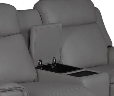 Northcote Leather 2 Seater Electric Recliner with Console - Graphite