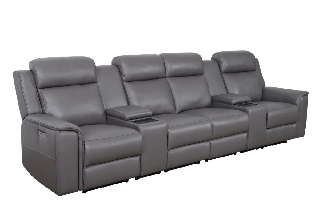 Northcote Leather 4 Seater Electric Home Theatre