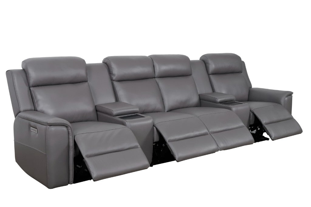Northcote Leather 4 Seater Electric Home Theatre