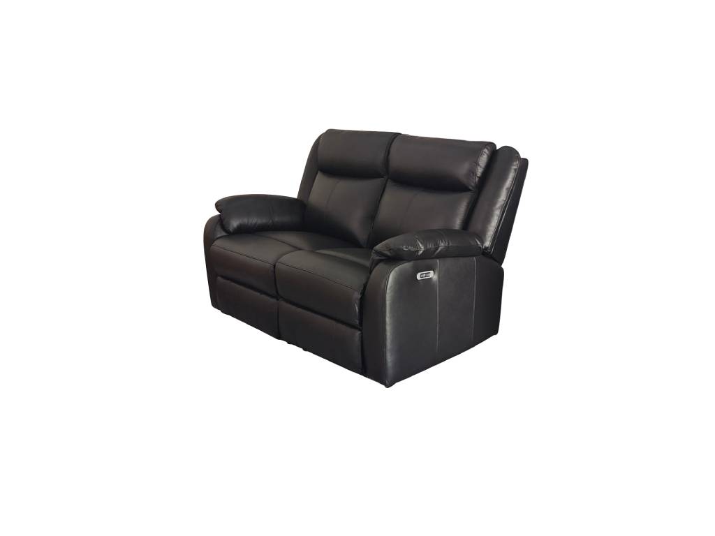 Pinnacle 2 Seater Leather Electric Recliner Sofa With USB Port - Black