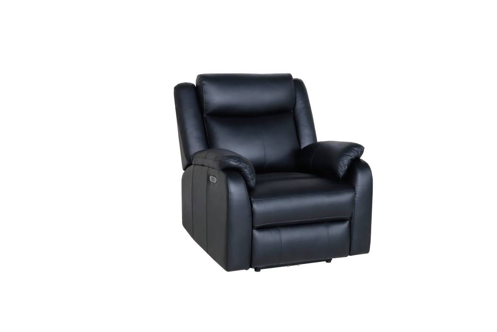 Pinnacle Leather Electric Recliner Chair with USB Port - Black