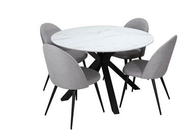 Marmo 5 Piece Round Dining Set - White