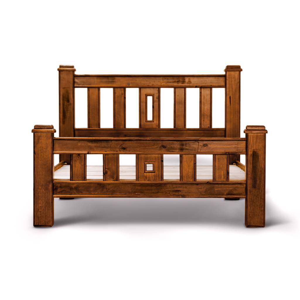 Jamaica Wooden Queen Bed - Rough Sawn Finish