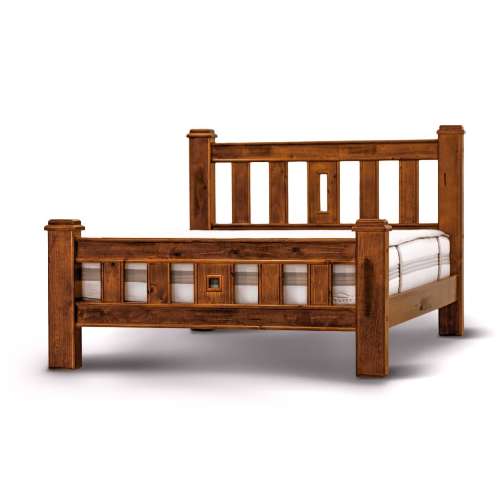 Jamaica Wooden Queen Bed - Rough Sawn Finish