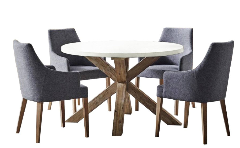 Concord 5 Piece Round Dining Set - White Top