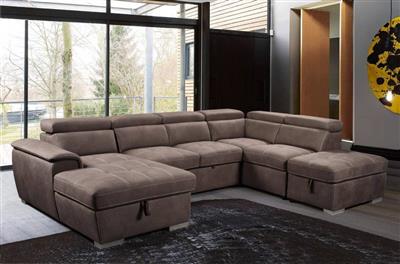 Brighton Corner Modular Fabric Lounge Suite - Brown