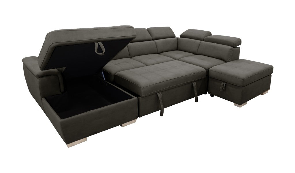 Brighton Corner Modular Fabric Lounge Suite - Charcoal