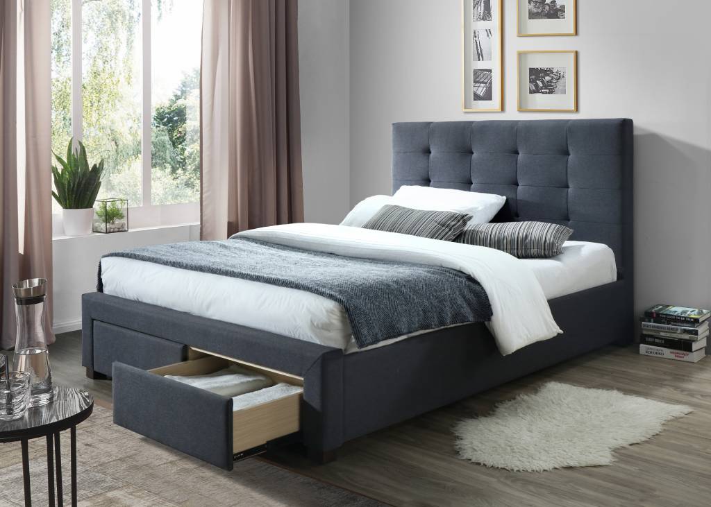 Rhodes Fabric Double Bed - Grey