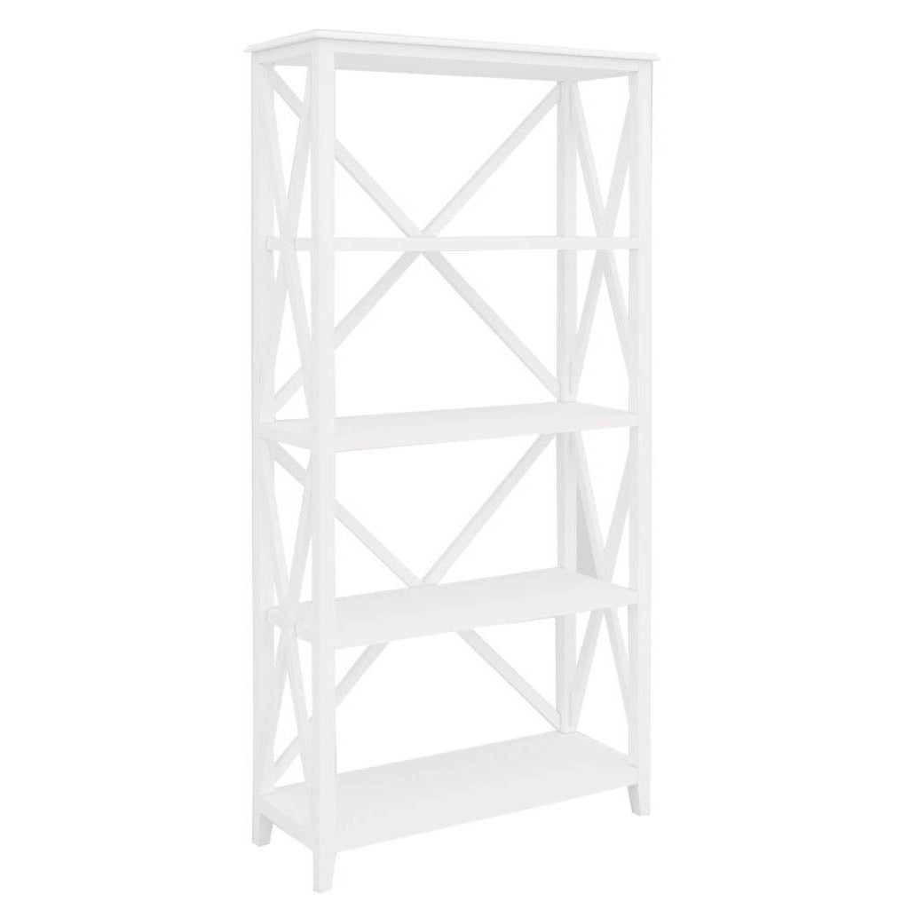 Hampton Wooden Bookcase with 4 Shelves - White