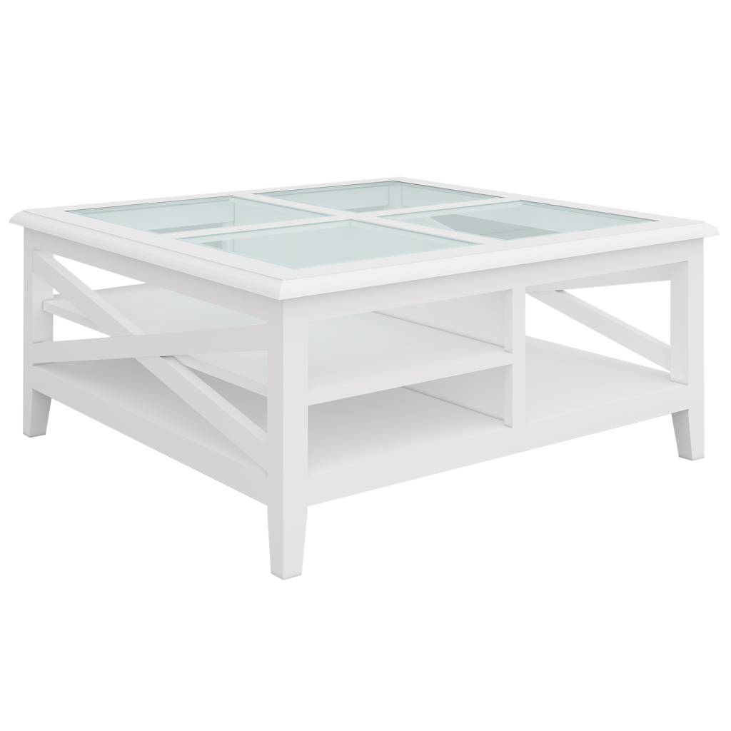 Hampton Glass Top Coffee Table - White