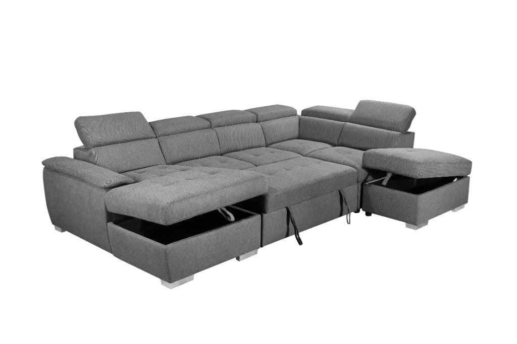 Lachlan Corner Modular Sofa Bed with Storage Chaise & Ottoman