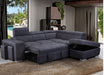 Positano 2 Seater Sofa Bed with Right Chaise & 2 Ottomans - Charcoal
