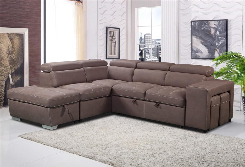 Positano 2 Seater Sofa Bed with Left Chaise & 2 Ottomans