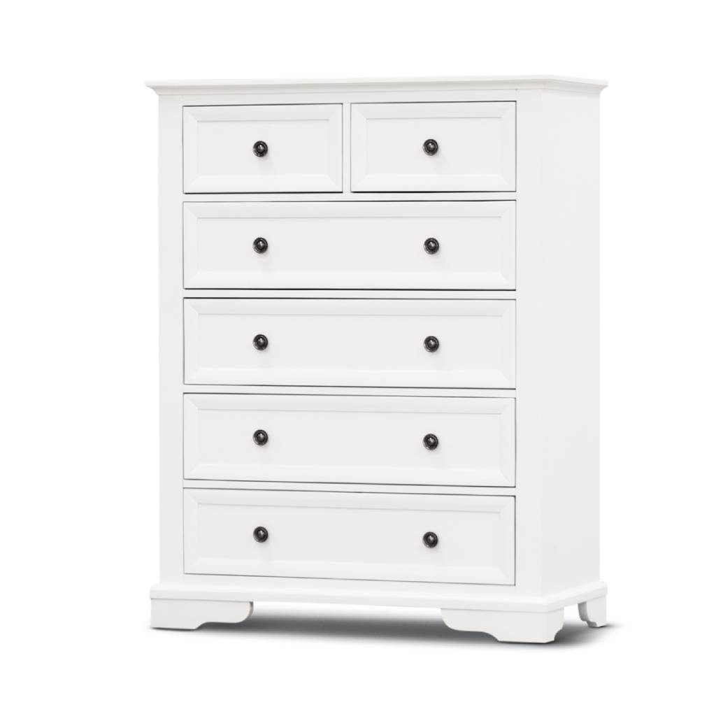 Bean Tallboy 6 Chest Drawers Solid Acacia Wood Bedroom Storage Cabinet