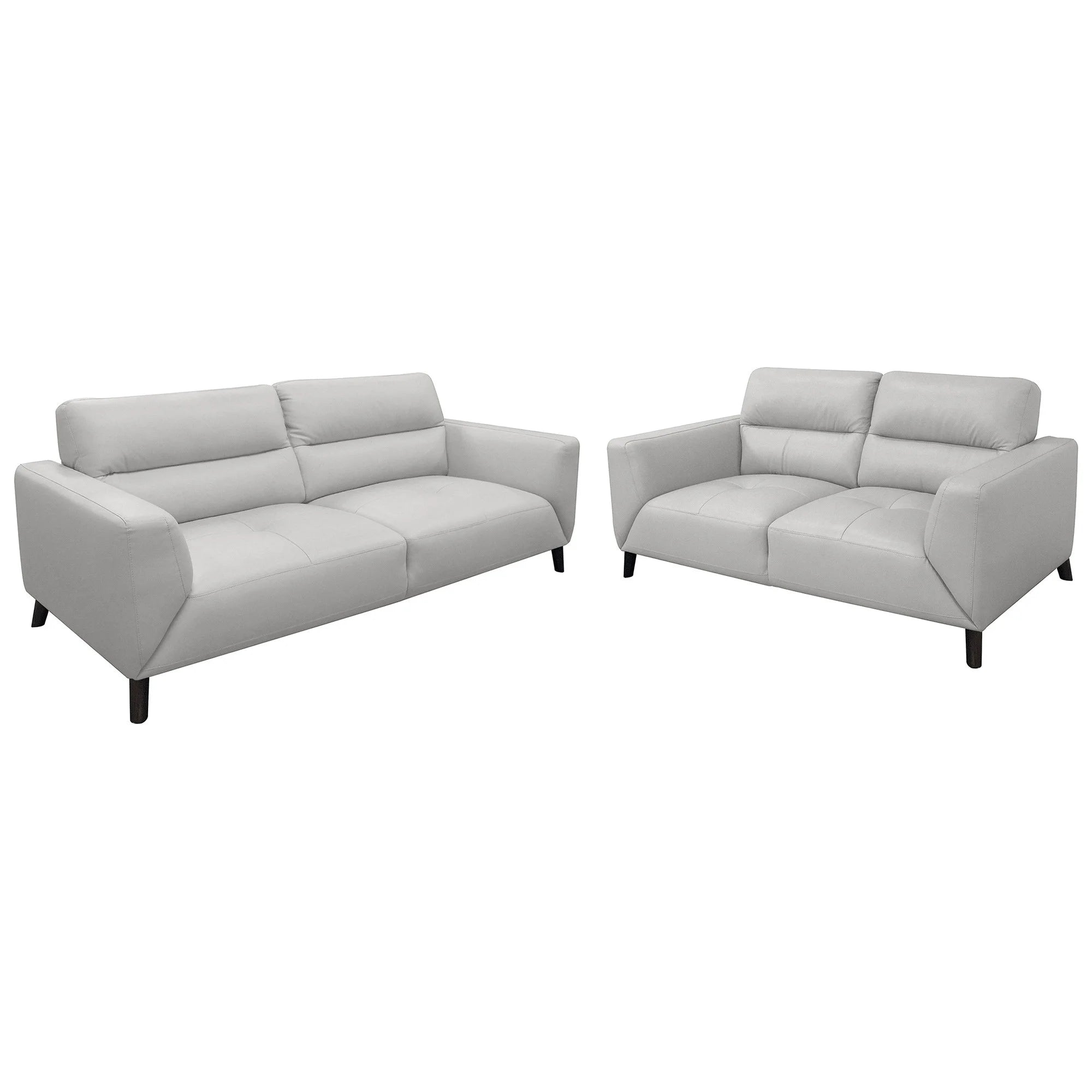 Bavaria 3+2 Seater Leather Sofa Set - Silver