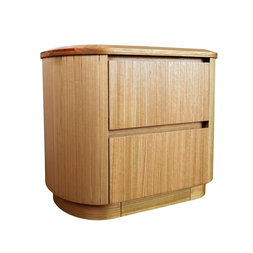 Ashby Fluted 2 Drawer Bedside Table - Natural Ash