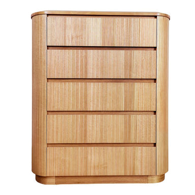 Ashby Fluted 5 Drawer Tallboy - Natural Ash