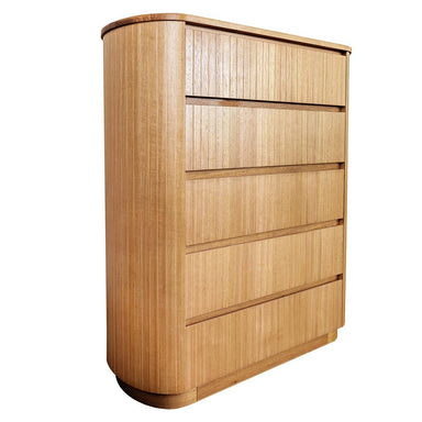 Ashby Fluted 5 Drawer Tallboy - Natural Ash
